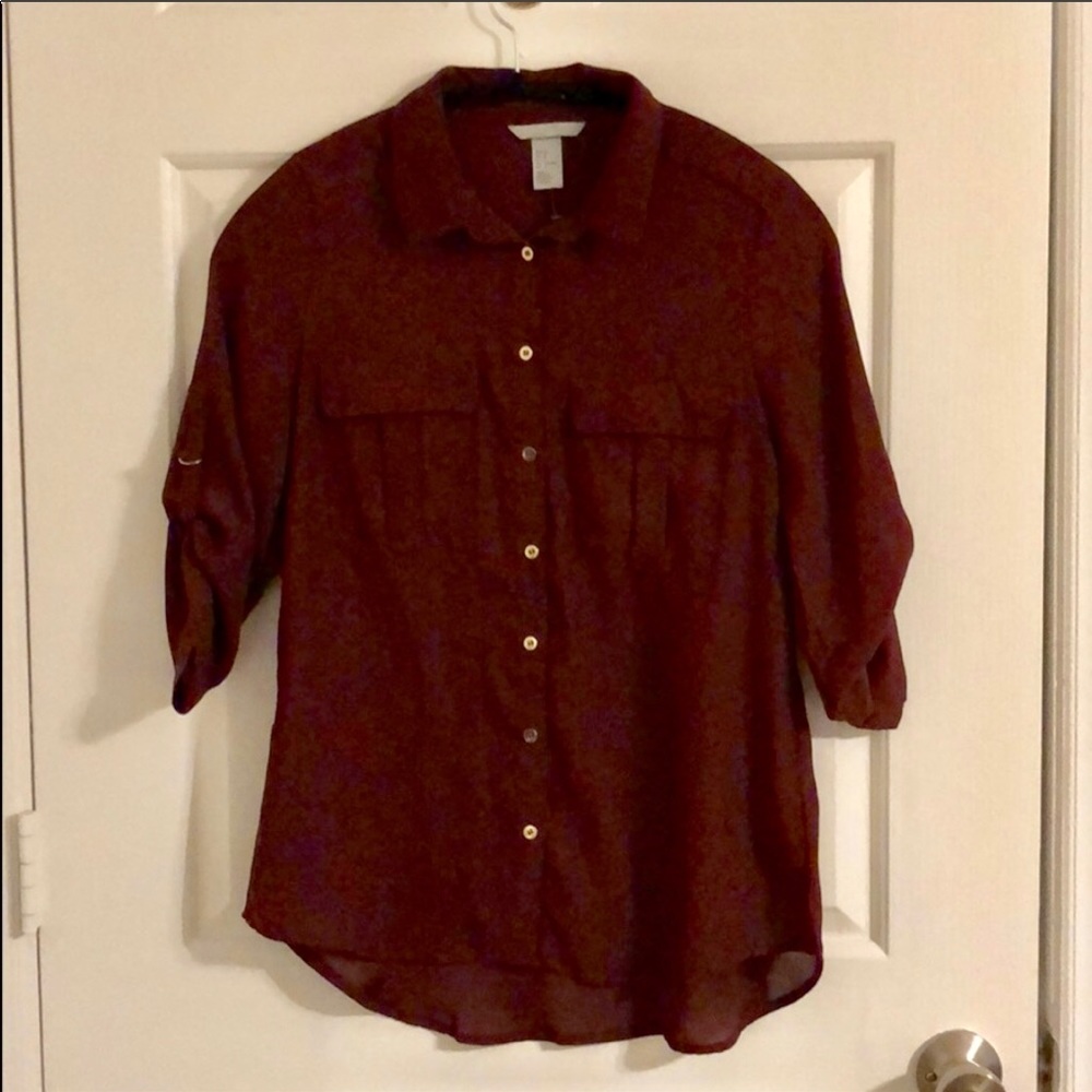 Maroon Button Down Dress Shirt - NWOT!